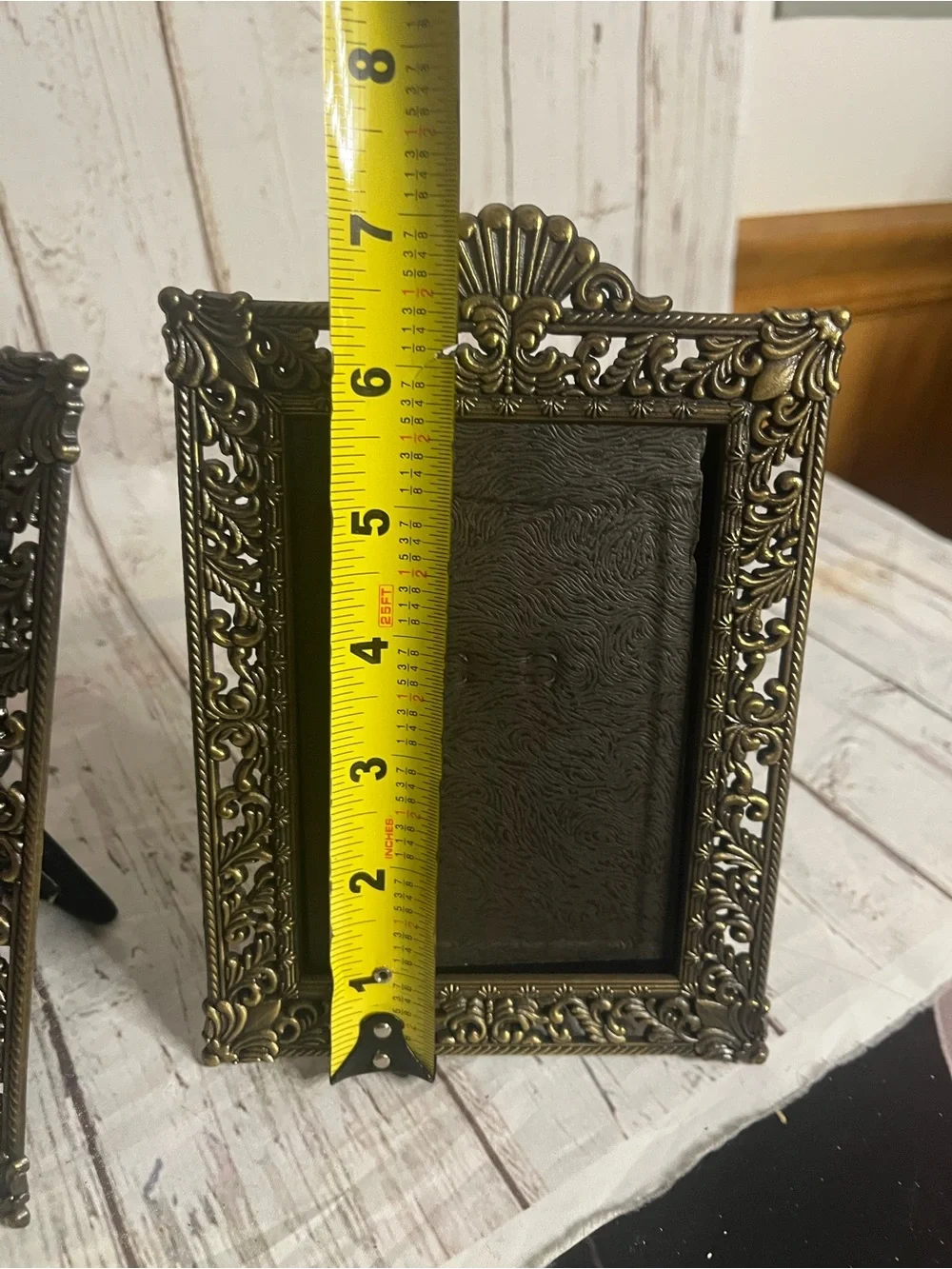 2 Beautiful Vintage Ornate Victorian Style Brass Picture Frames Black Felt Backs